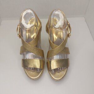 Michael by Michael Kors Giovanna Espadrille Wedge, Pale Gold Women's Size 8M